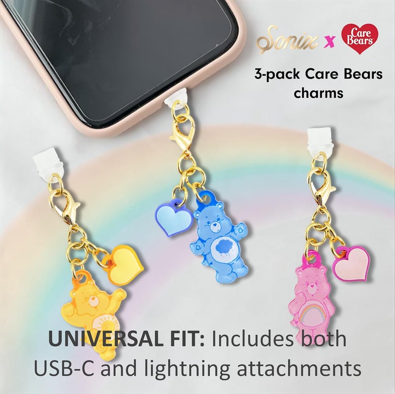 Sonix Dust Plugs - USB C + Lightning Compatible - Care Bears Character Charging Port Charms (3 Pack) - Funshine, Cheer, Grumpy Bear - Image 3